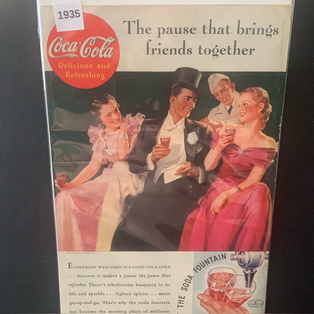 Vintage 1935 Coca Cola The Pause That Brings Friends Together Ad Advertisement
